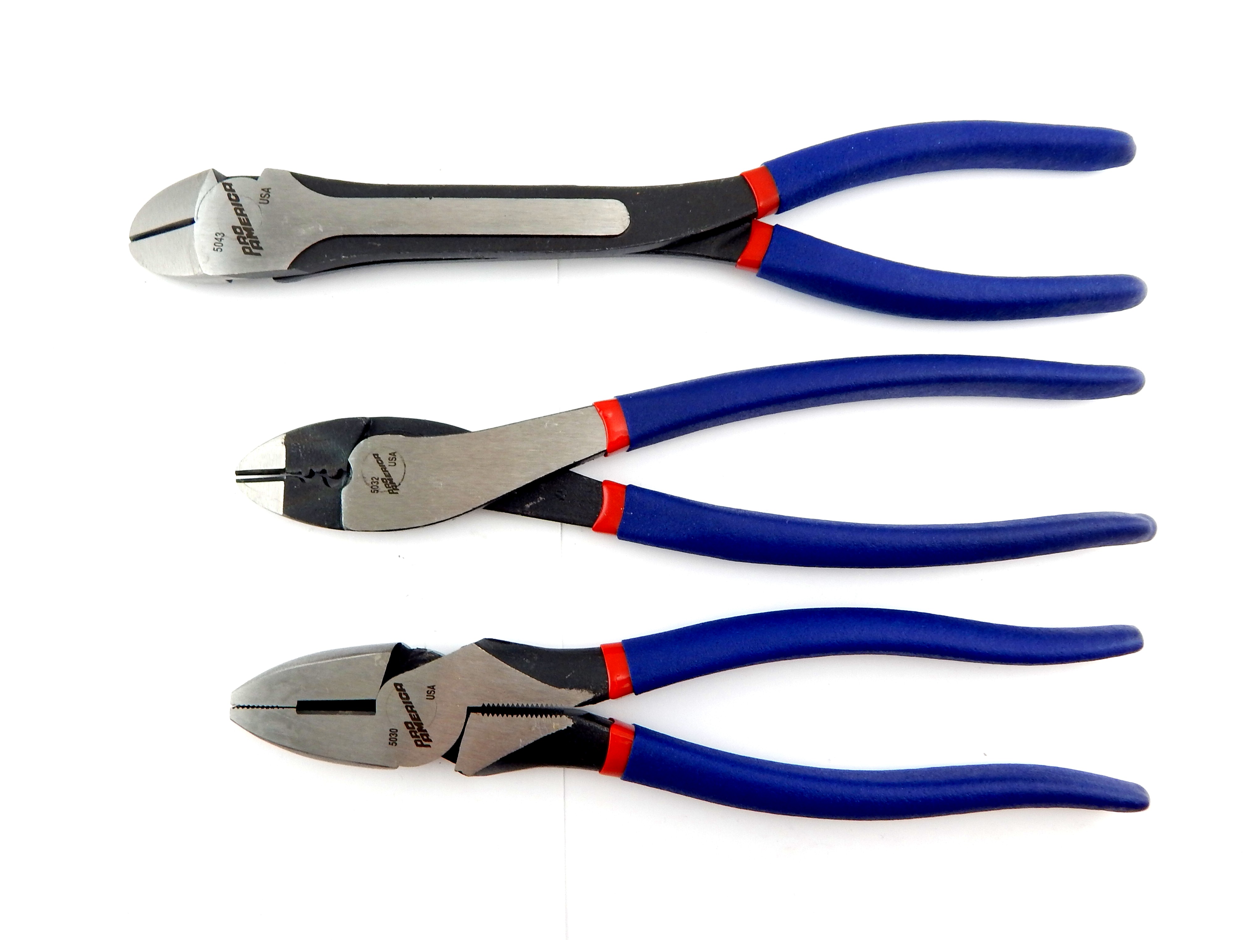 Pro America Electrician's Plier Set Lineman's, Crimping, XL Diagonal ...